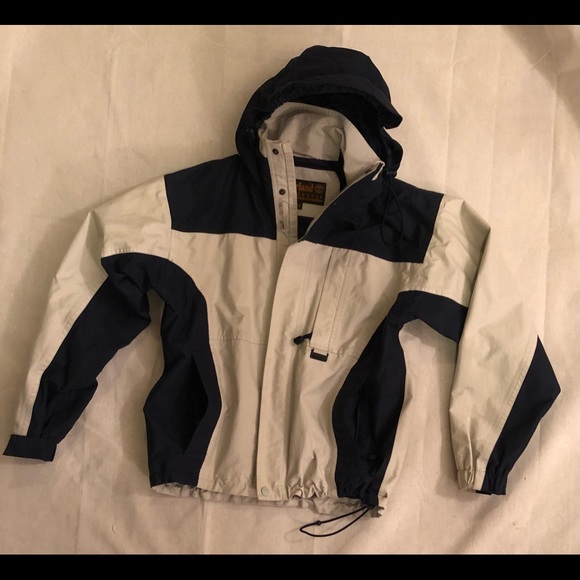 Timberland Weathergear Hooded Jacket- unisex Size Color: Beige/ Navy size XS - Picture 6 of 12
